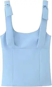 [Generic] Women's Bowknot Suspender Top Casual Slim Backless Sleeveless Solid Color Suspender Vest