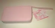 ULTA BRAND SPRING PINK ZIPPER WRISTLET COSMETIC CASE WITH MAKE UP PRODUCTS