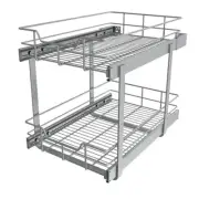 Pull Out Cabinet Organizer Slide Out Drawers For Kitchen 14" W X 22" D 2 Tier