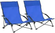 VRAXO Folding Beach Chairs 2 pcs Blue Fabric -4.89KG,312488