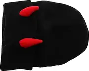 [Ipetboom] Unique Bull Horns Knit Hat Demon Horn Cap for Outdoor Fun Skiing Halloween Parties Black