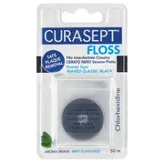 Curasept Waxed Black Floss with Chlorhexidine 1 Pack