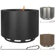 Outsunny Smokeless Fire Pit with Poker 19" Firepit, Stainless Steel
