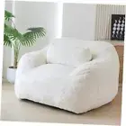 Giant Bean Bag Chair with Pillow, Faux Fur Bean Bag Sofa Oversize Fur Beige