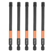 5pcs T40 Torx Head Screwdriver Bit 4" Long 1/4" Hex Shank Magnetic Screw Driver