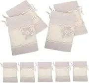 Ipetboom 10pcs Small Drawstring Bags with Floral Pattern and Window Lightweight Canvas Pouches for Wrapping Candy Jewelry and Small Stylish and Practical Storage