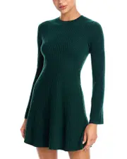 Aqua Cashmere Contour Ribbed Cashmere Mini Dress - Exclusive
