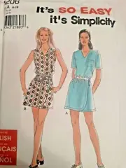 Romper Skort One Piece 6 - 16 Simplicity Sewing Pattern 8206 Belted Tie UC FF