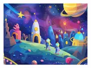 Space Adventure kids nursery wall art canvas print