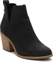 Toms Everly Cutout Black Womens Leather Ankle Boots
