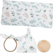COOPHYA Baby Wrap Fetal Cap Headband Set Newborn Swaddle Blanket Polyester Comfortable Breathable Baby Photography Accessory