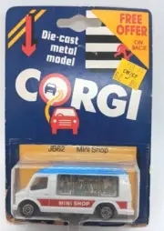Corgi JB62 Mini Shop ~ Card Dated 1984 ~ Great Britain ~ Vintage ~ White