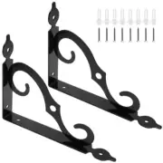 2 Pcs L Bracket Decorative Shelf Brackets, Wall 7.4 Inch 2 Pieces, Black