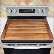 Durable Acacia Wood Stove Top Cover - Increase Kitchen Workspace Effortlessly