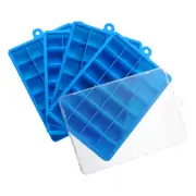4pcs Ice Cube Tray with Lids, Silicone Square Ice Molds for Freezer, Deep Blue