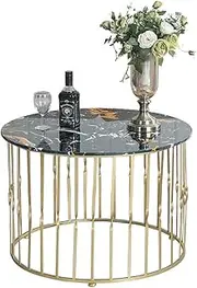 Elegant Round Faux Marble Coffee Table - Geometric Creativity Gold Frame Cocktail Table - Modern Living Room Snack Balcony Office End Table Accentniture/#1/60 * 55Cm Feito na China Comfortable
