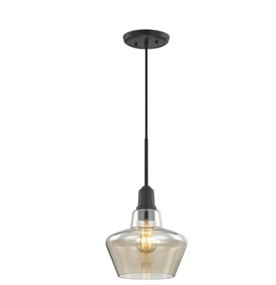 Home Decorators 1-Light Pendant with Amber Plated Glass Shade