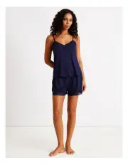 [Chloe & Lola] Pure Comfort Lace Trim Cami Boxer Set in Navy