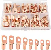 60PCS Copper Wire Lugs Tinned Battery Cable Lug Crimp SC Terminals AWG4/6/8/10/12;6/8mm Ring Teminals;6/10/16/25mm² Wire Connectors Crimp Terminal Assortment Kit