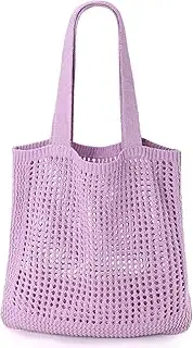 [KPX] Crochet Tote Bag, Beach Mesh Knitted Bag Large Aesthetic Shoulder Bag Handbags Hollow Hobo Bag for Women Summer