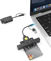 CAC Reader Military USB C CAC Card Reader DOD Military USB Common Access CAC Fold Smart Card Reader 2 IN1 USB/Type C Switch Connector ID CAC Card Reader Compatible with Mac Os, Windows,Linux, Black