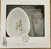 * New Pottery Barn Kids PETER RABBIT Plate, Tumbler, cup Set EASTER SPRING