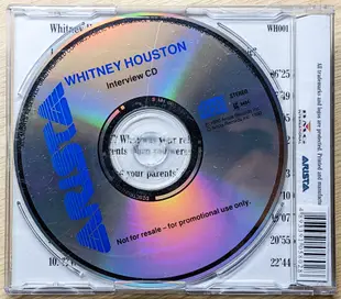 英國Interview訪談宣傳CD！WHITNEY HOUSTON惠妮休斯頓 I'm Your Baby Tonight