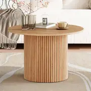 Luxe Ribbed Round Coffee Table Wooden