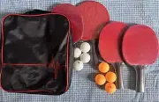 Set of 4 Portable Ping Pong Paddles w/ 2mm Imprint Free Rubber, 8 ITTF Balls &