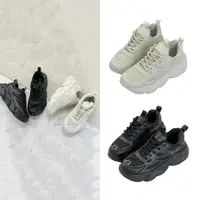 在飛比找momo購物網優惠-【FUFA Shoes 富發牌】透氣輕量厚底老爹鞋-黑/米 