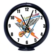 I Love Guitar Music, Dk Blue Non-Lighted Gas Pump Globe Advertising Table Clock