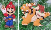 Mario and Bowser Christmas Ornament Set BRAND NEW