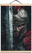 Nordic Wall Art Canvas Pictures Vintage Knights Templar Armor Warrior Wall Art Poster Wooden Scroll Hanging Painting Home Decor B1