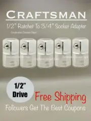 5 PACK Craftsman 1/2" Drive to 3/4" ratchet wrench socket adapter CMMT99223