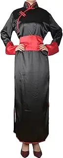 [Resnan] Women's Kung Fu Clothing Side Split Cheongsam Martial Arts Warrior Uniforms Mandarin Collar Long Robe Belt Pants