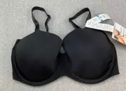 Paramour Marvelous Full Figure Seamless Side Smoother Bra 40DDD Black 245033