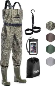 ✅ Foxelli Chest Waders – Camo Hunting Fishing Waders for Men & Women w/ Boots