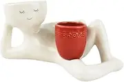 Relaxing Person Holding Pot Planter with Drainage Hole Kinky Planter Ornament Resin Penis Body Vase Decor for Succulents Cactus