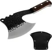 Meat Bone Cleaver Knife with Sheath,Carbon Butcher Knife Boning,Meat Bone Cleaver Knife,Hand Forged Butcher Axe,Meat Bone Cleaver Knife Hand Forged Meat Cleaver Bone Chopper Full Butcher Axe