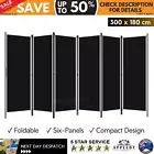 6 Panel Privacy Screen Room Divider Folding Panels Stand Dividers Black 300x180