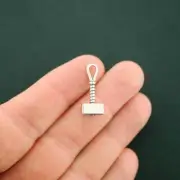 BULK 40 Hammer Charms Antique Silver Tone 3D - SC7251
