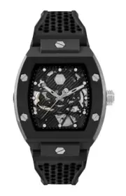 Philipp Plein Black Mens Analogue Watch The Skeleton Ecoceramic PWVBA0423