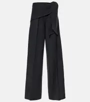 [Max Mara] Max Mara Arsenio high-rise wool felt wide-leg pants UK 14 black