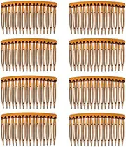 DaricowathX 8 Pieces Hair Combs, 8.5 cm Side Comb Set Slides Tortoise Plain and Clear Hair Combs (Coffee)