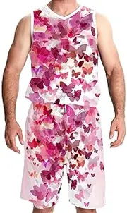 [FNETJXF] Basketball Jersey with Shorts, Jersey Shorts Outfit Set, Hip hop Clothing for Party, Happy Mothers Day Flower