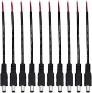 FELTECHELECTR Power Jack Cable 10 Pack 12v Dc 5.5mm x 2.1mm Black Connector Jack Adapter