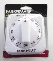 NOS White Farberware Classic Series 60 Minute Mechanical Ringing Dial Timer