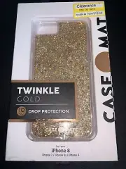 Case-Mate Twinkle Case for Apple iPhone SE 8 7 6s 6 - Gold/Stardust Brand New