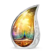 Peacock Showcasing Feathers Cremation Urn | Funeral Ashes Urns for Adults