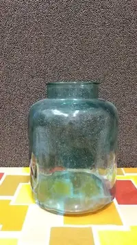 在飛比找Yahoo!奇摩拍賣優惠-早期綠色玻璃罐糖果罐21x/17公分